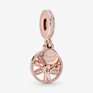 Pandora Sparkling Family Tree Dangle Charm Rosa Oro | 08BYNWSGE