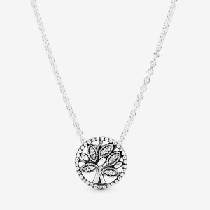 Pandora Sparkling Family Tree Necklace Colorate | 92BPZAXUJ