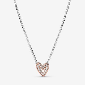 Pandora Sparkling Freehand Heart Necklace Colorate | 23ULKRAVF