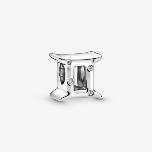 Pandora Sparkling Gemini Zodiac Charm Argento | 98SPTLBNU