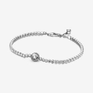 Pandora Sparkling Halo Tennis Bracelet Argento | 38XBPRSTE