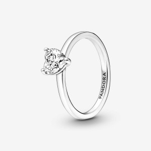 Pandora Sparkling Heart Solitaire Ring Argento | 47TCZGMVW