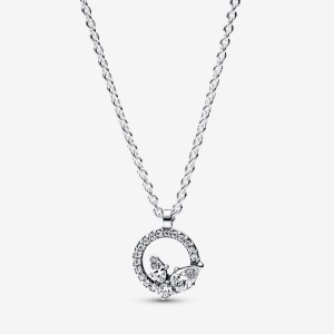 Pandora Sparkling Herbarium Circle & Cluster Pendant Necklace Argento | 40ZVPUQNK