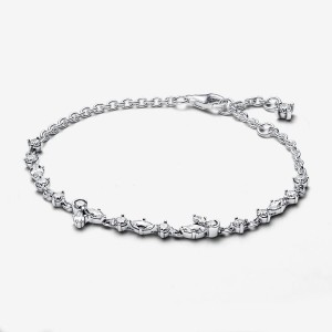 Pandora Sparkling Herbarium Cluster Chain Bracelet Argento | 86YKBWPAJ