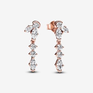 Pandora Sparkling Herbarium Cluster Drop Earrings Rosa Oro | 59COJQKMI