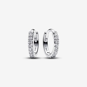 Pandora Sparkling Huggie Hoop Earrings Argento | 60IBZGNYX