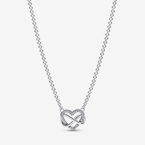 Pandora Sparkling Infinity Heart Collier Necklace Argento | 72OAWTXNG