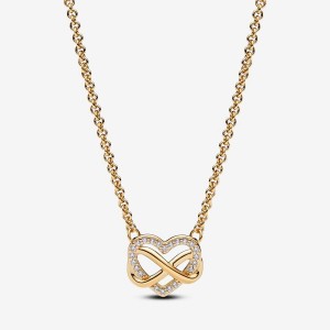 Pandora Sparkling Infinity Heart Collier Necklace Oro | 52YSWOLZI