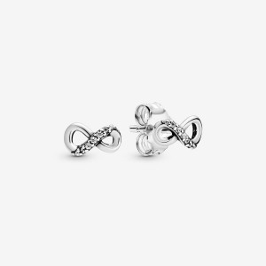 Pandora Sparkling Infinity Stud Earrings Argento | 25JQNFUCS