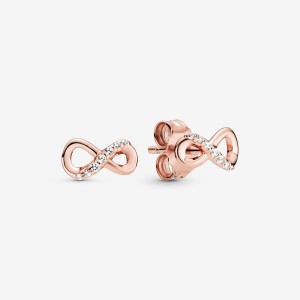 Pandora Sparkling Infinity Stud Earrings Rosa Oro | 07XEJSCBU