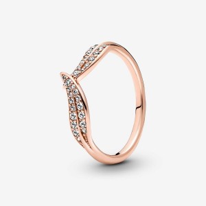 Pandora Sparkling Leaves Ring Rosa Oro | 90ACEKBMQ