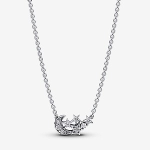 Pandora Sparkling Moon & Star Collier Necklace Argento | 58YVUNAJO