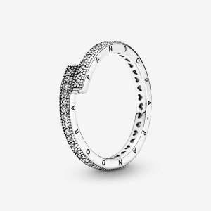 Pandora Sparkling Overlapping Ring Argento | 27BVPEHYC