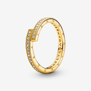 Pandora Sparkling Overlapping Ring Oro | 81UAWKBRF