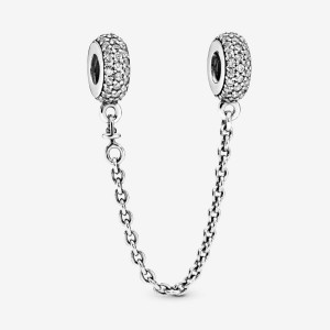Pandora Sparkling Pave Safety Chain Charm Argento | 56FJZLYEG