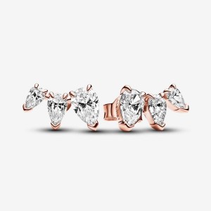 Pandora Sparkling Pear Stud Earrings Rosa Oro | 37PADCQOB
