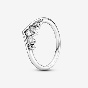 Pandora Sparkling Pear & Marquise Wishbone Ring Argento | 78NQYXGCD