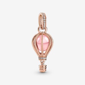 Pandora Sparkling Pink Hot Air Balloon Dangle Charm Rosa Oro | 38OCEMYBX