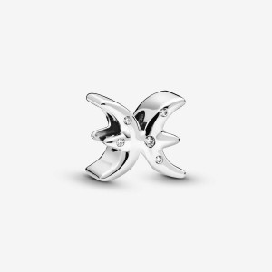 Pandora Sparkling Pisces Zodiac Charm Argento | 39UTGBLPN