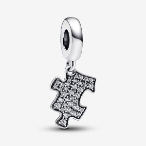 Pandora Sparkling Puzzle Piece Dangle Charm Argento | 80VYPFMER