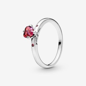 Pandora Sparkling Red Heart Ring Argento | 47QAWJNOL