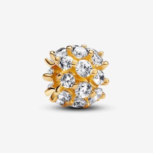 Pandora Sparkling Round Charm Oro | 36YAEZLNP