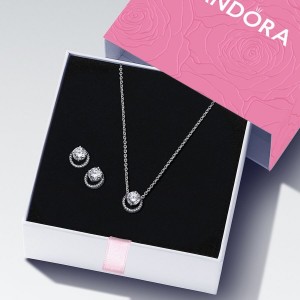 Pandora Sparkling Round Cut Jewelry Set Argento | 89JWOSYBE