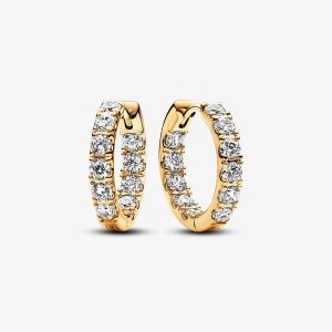 Pandora Sparkling Row Eternity Hoop Earrings Oro | 25UPAMVLK