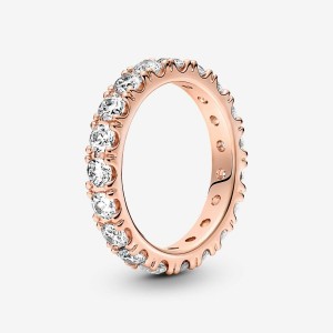 Pandora Sparkling Row Eternity Ring Rosa Oro | 18AZWBHPD