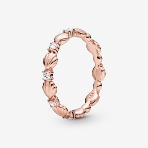 Pandora Sparkling Seashell Band Ring Rosa Oro | 04TMHRFXP