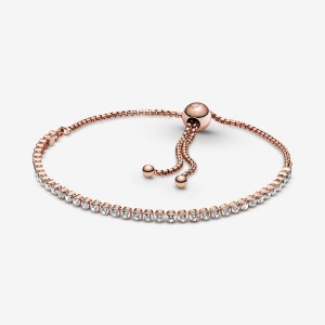 Pandora Sparkling Slider Tennis Bracelet Rosa Oro | 95PIVUHCL