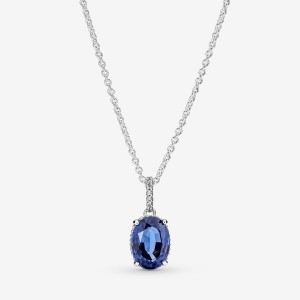 Pandora Sparkling Statement Halo Pendant Necklace Argento | 47ZIUCORL