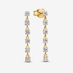 Pandora Sparkling Stones Drop Earrings Oro | 37SQLHGFI