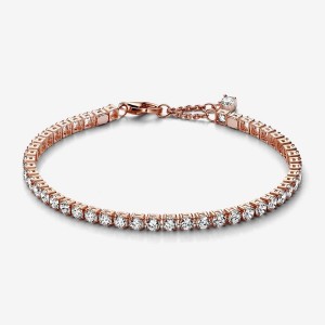 Pandora Sparkling Tennis Bracelet Rosa Oro | 37VYODJFS