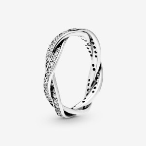 Pandora Sparkling Twisted Lines Ring Argento | 16VYWBOGT