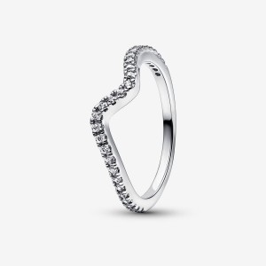 Pandora Sparkling Wave Ring Argento | 39XYETMBJ