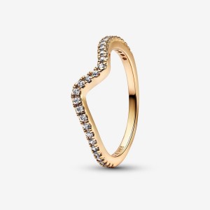 Pandora Sparkling Wave Ring Oro | 39RFBMULN