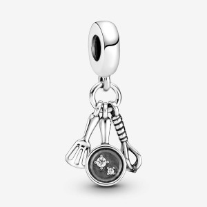 Pandora Spatula, Frying Pan & Whisk Dangle Charm Argento | 82WVNGXZT