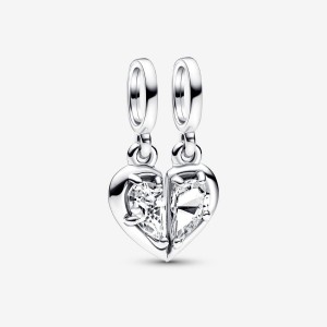 Pandora Splittable Mother & Daughter Dangle Charm Argento | 74WGSHJEP