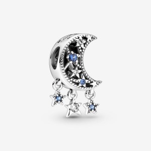 Pandora Star & Crescent Moon Charm Argento | 15BFYQLDT