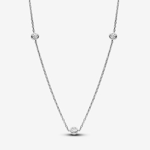Pandora Station Necklace 0.30 carat tw Sterling Silver Argento | 87QBJCWID