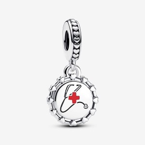 Pandora Stethoscope Engravable Dangle Charm Argento | 69SOQXVRE