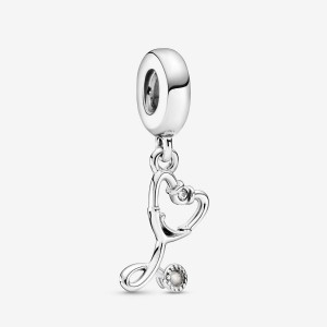 Pandora Stethoscope Heart Dangle Charm Argento | 53RXLESQT