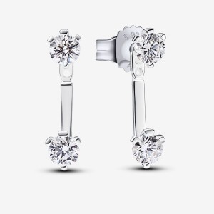 Pandora Stud Drop Jacket Earrings 1.00 carat tw Sterling Silver Argento | 14NXSHVAD