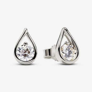 Pandora Stud Earrings 1.00 carat tw 14k White Gold Bianche Oro | 82SUGDZWJ
