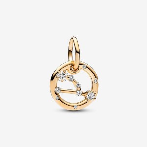 Pandora Taurus Zodiac Dangle Charm Oro | 89NFQTDWK