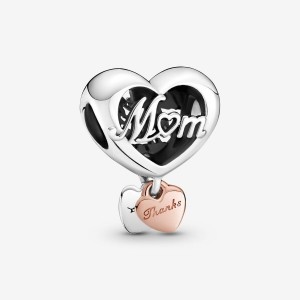Pandora Thank You Mum Heart Charm Colorate | 68ULCBJYK