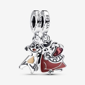 Pandora The Lion King Timon & Pumbaa Splittable Dangle Charm Argento | 47AMUOGJT