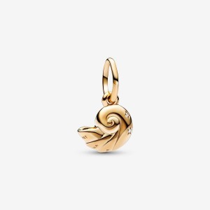 Pandora The Little Mermaid Enchanted Shell Dangle Charm Oro | 17JXBODTN