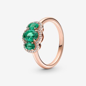 Pandora Three Stone Vintage Ring Rosa Oro | 25AJVMSYN